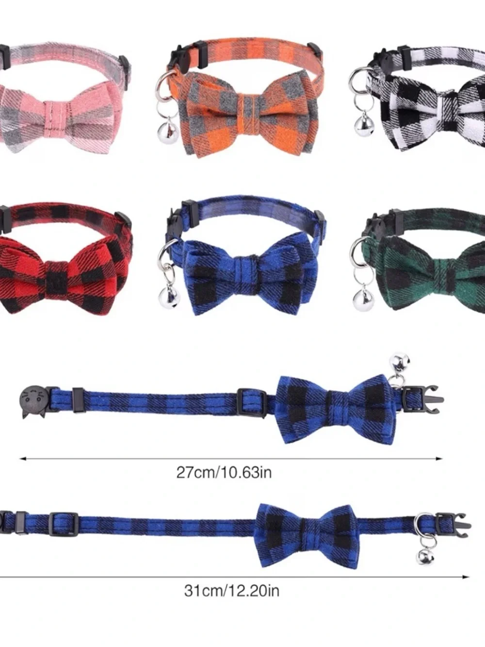 NWT Plaid Bow Tie Cat Collar with Bell - bundle mixed colors !! Adjustable